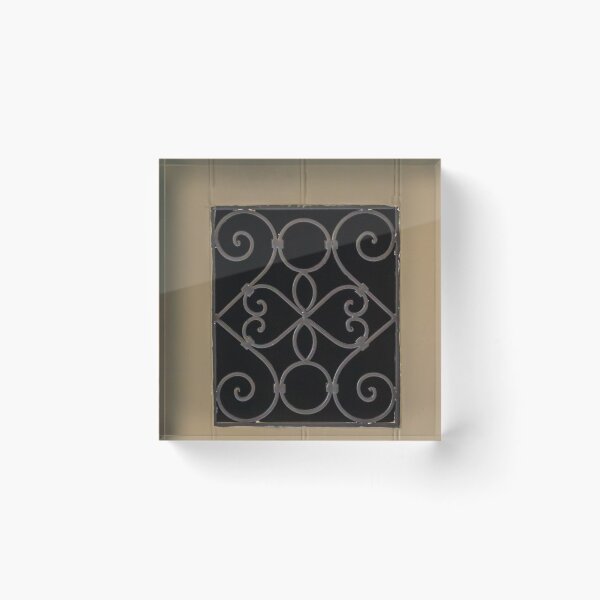 Item preview, Decorative Metal Grille Vent On Beige Wooden Panel Interior Wall Detail With Ornate Scrollwork designed and sold by Nmallia.
