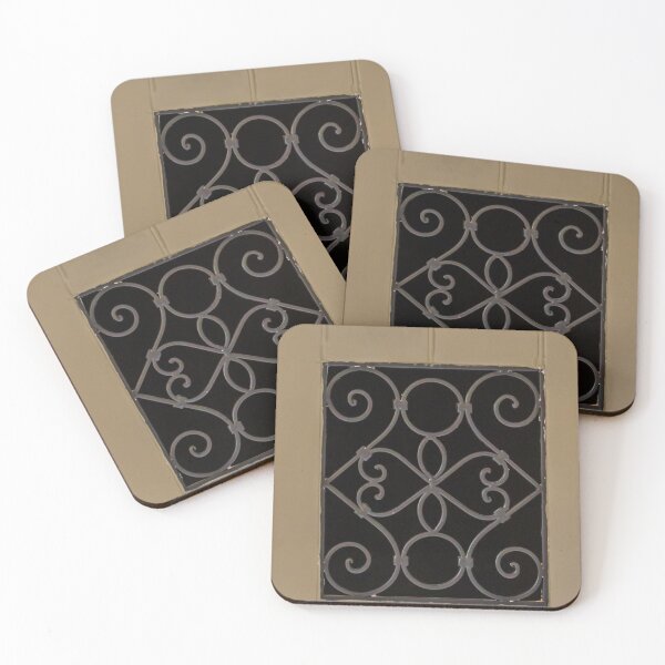 Item preview, Decorative Metal Grille Vent On Beige Wooden Panel Interior Wall Detail With Ornate Scrollwork designed and sold by Nmallia.