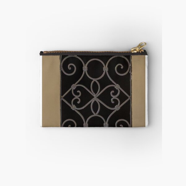 Item preview, Decorative Metal Grille Vent On Beige Wooden Panel Interior Wall Detail With Ornate Scrollwork designed and sold by Nmallia.