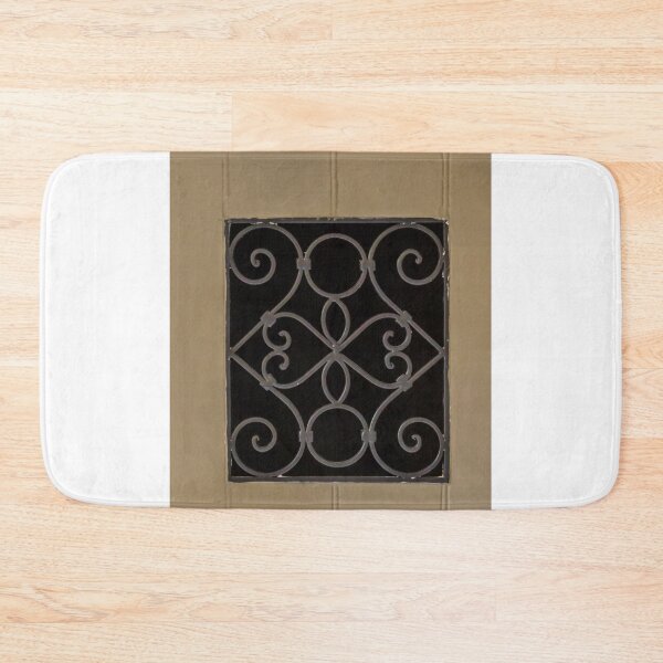 Item preview, Decorative Metal Grille Vent On Beige Wooden Panel Interior Wall Detail With Ornate Scrollwork designed and sold by Nmallia.