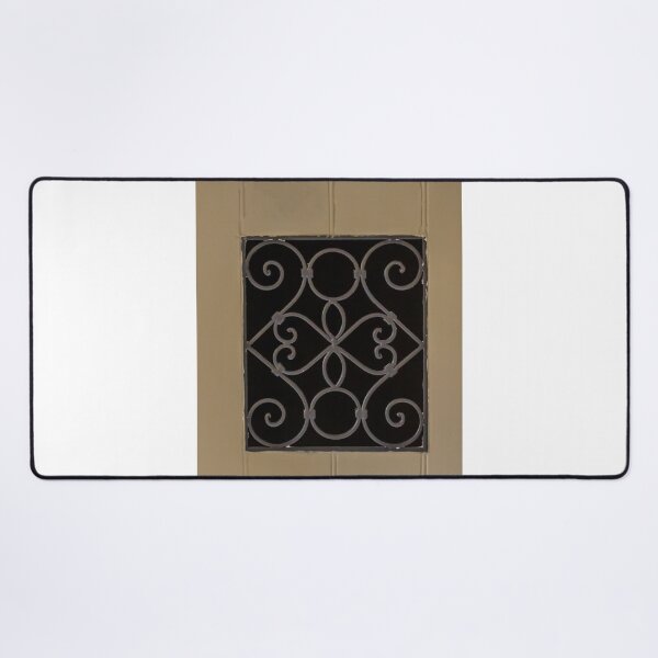 Item preview, Decorative Metal Grille Vent On Beige Wooden Panel Interior Wall Detail With Ornate Scrollwork designed and sold by Nmallia.