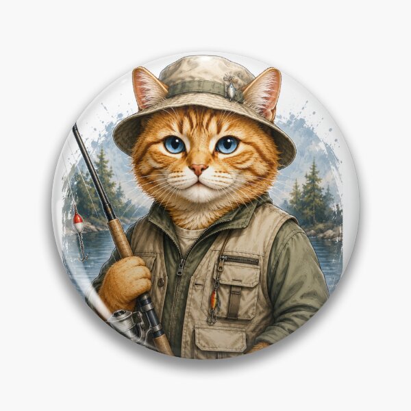 Item preview, Cute Fishing Cat with Blue Eyes designed and sold by LovePrintArt.