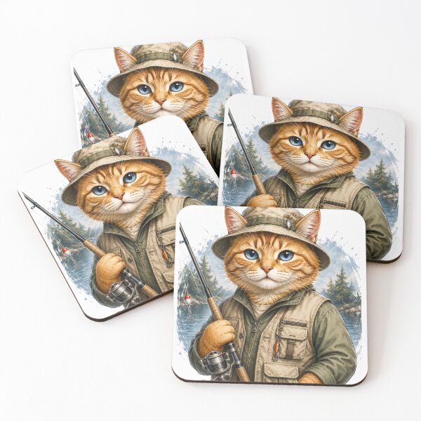 Item preview, Cute Fishing Cat with Blue Eyes designed and sold by LovePrintArt.