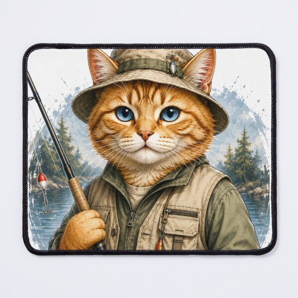 Item preview, Cute Fishing Cat with Blue Eyes designed and sold by LovePrintArt.