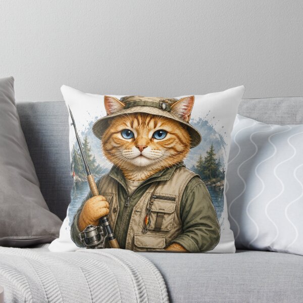 Item preview, Cute Fishing Cat with Blue Eyes designed and sold by LovePrintArt.