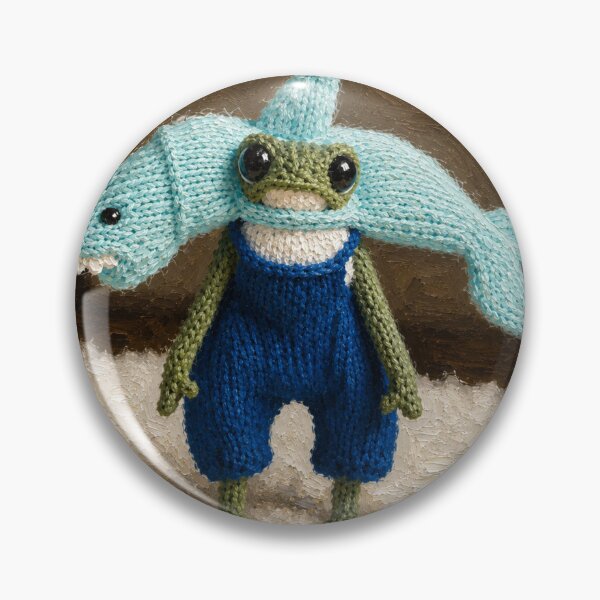 Item preview, grumpy Knit frog in shark hat designed and sold by donchago.
