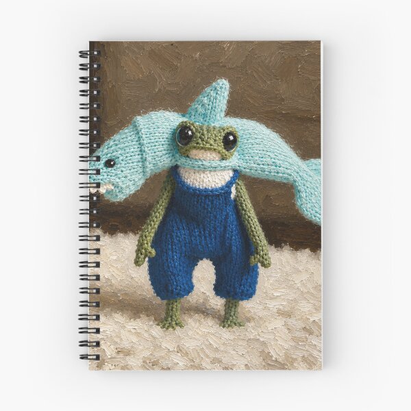 Item preview, grumpy Knit frog in shark hat designed and sold by donchago.