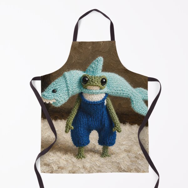 Item preview, grumpy Knit frog in shark hat designed and sold by donchago.
