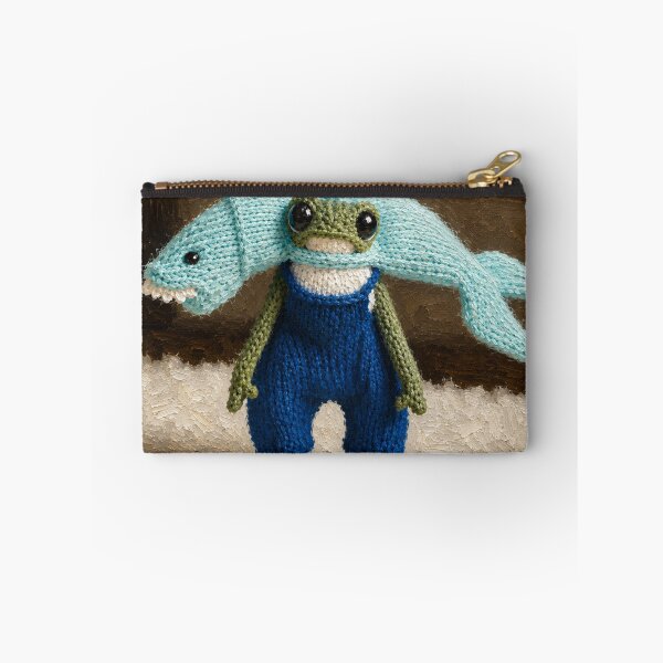 Item preview, grumpy Knit frog in shark hat designed and sold by donchago.