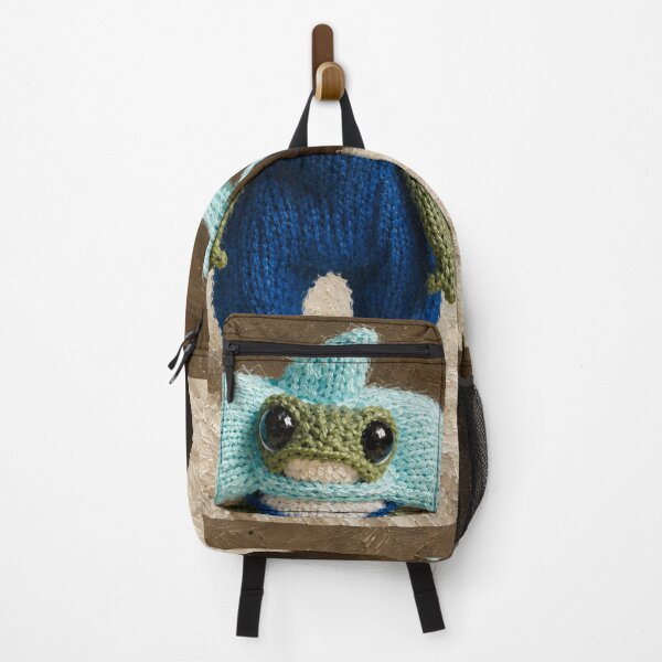 Item preview, grumpy Knit frog in shark hat designed and sold by donchago.
