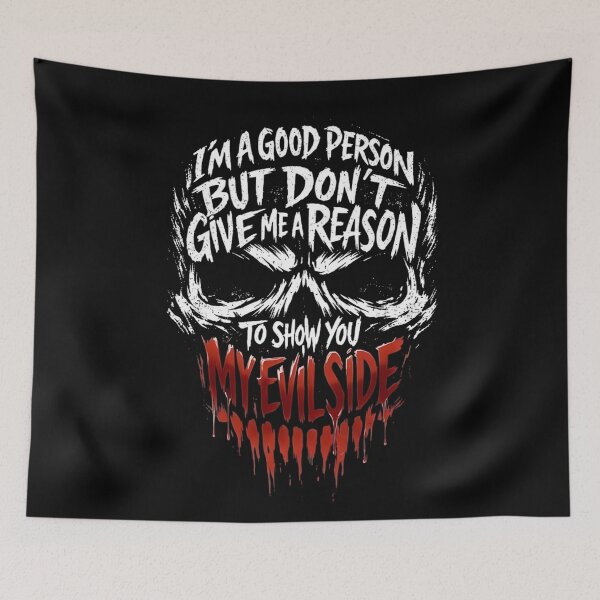 Item preview, My Evil Side Skull Typography Dark Horror Quote designed and sold by DarkOriginArts.