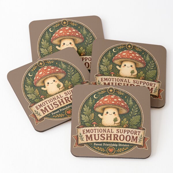 Item preview, Emotional Support Mushroom Shirt  Forest Friendship Division Vintage Retro Cute Woodland Badge designed and sold by  MAD's Recreation Studio.