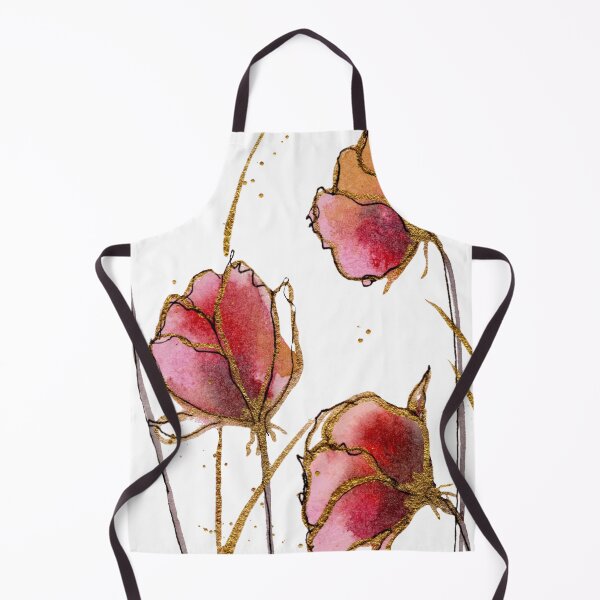 Item preview, Three Pink Blooms with Gold Outlines - Handpainted Watercolor Floral Design designed and sold by WaterColorCats1.