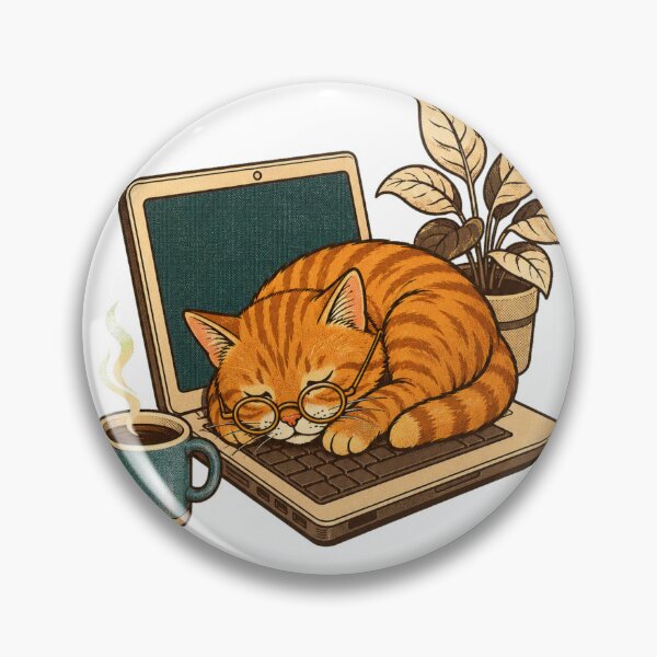 Item preview, Pawsed for a Meeting | Retro Work From Home Cat designed and sold by Pattern Heaven.
