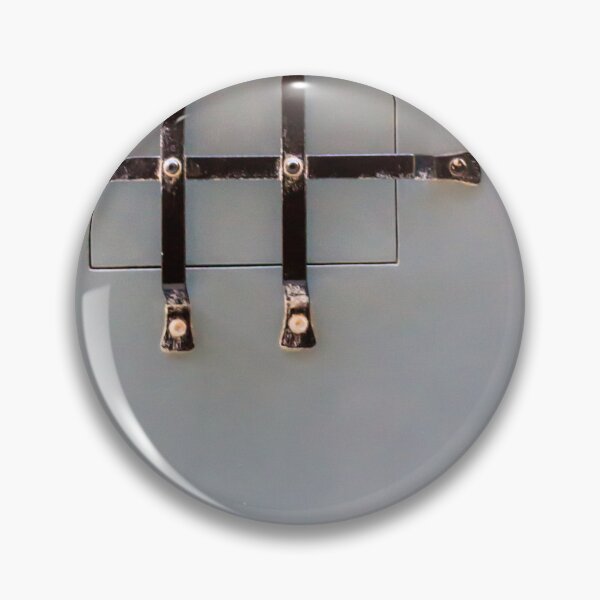 Item preview, Black Metal Grid Hatch On Pale Blue Door With Small Square Access Panel And Weathered Hardware designed and sold by Nmallia.
