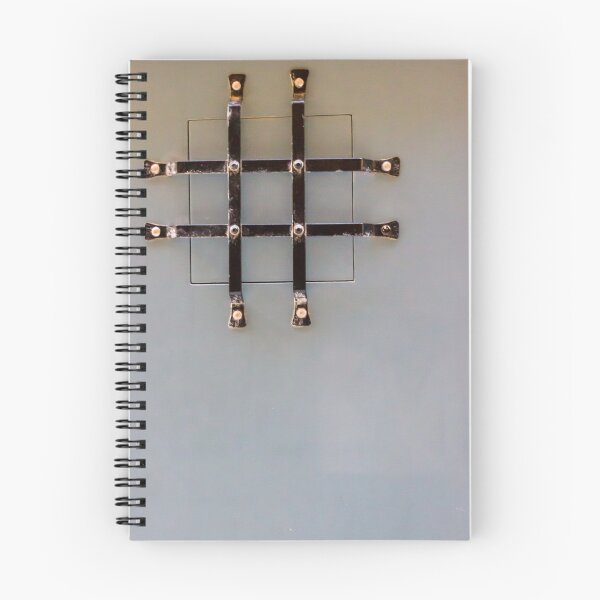 Item preview, Black Metal Grid Hatch On Pale Blue Door With Small Square Access Panel And Weathered Hardware designed and sold by Nmallia.