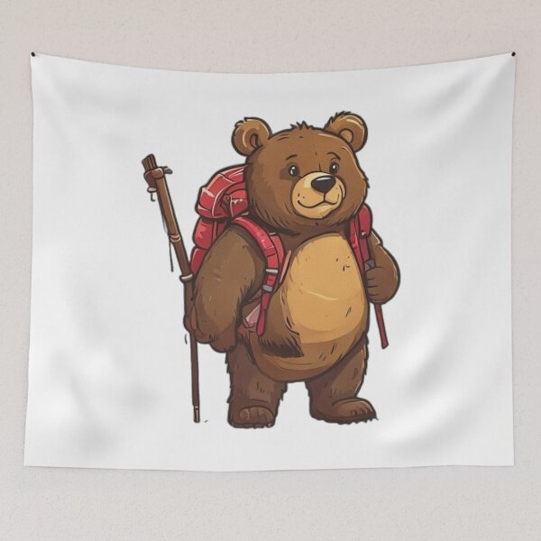 Item preview, Chubby Hiking Bear With Backpack Illustration designed and sold by DreamDesignWear.