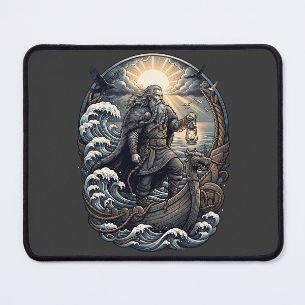 Item preview, Bearded Viking Longship Lantern Dawn Art designed and sold by MythicCotton.