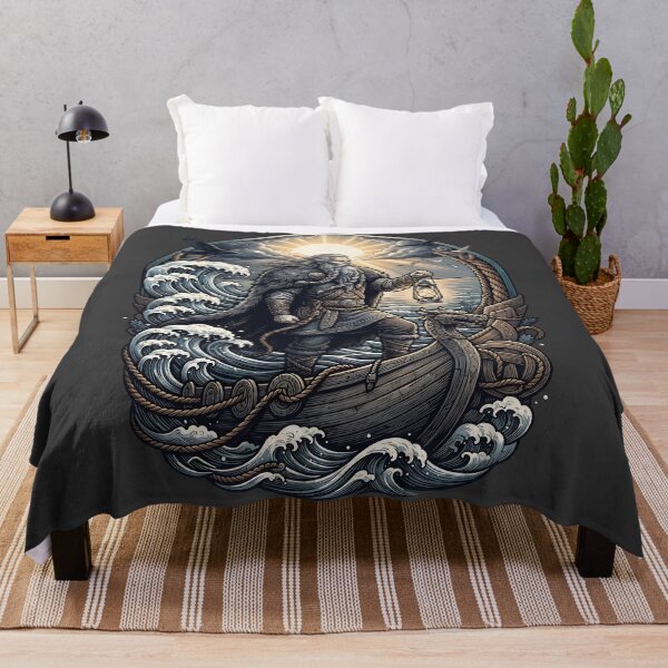 Item preview, Bearded Viking Longship Lantern Dawn Art designed and sold by MythicCotton.