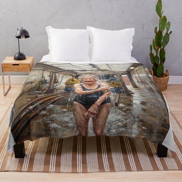 Item preview, Senior Woman Taking A Shower In Car Wash designed and sold by Home Decor Art.