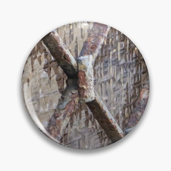 Item preview, Rusty Metal Grille Over Patterned Glass Window, Aged Industrial Lattice Close-Up Texture designed and sold by Nmallia.