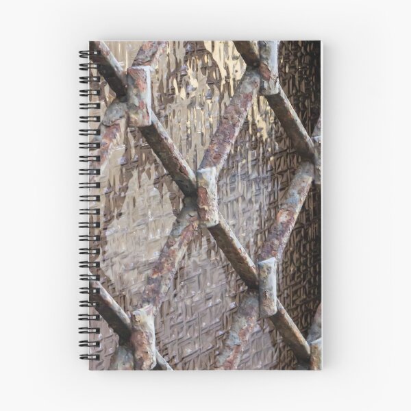 Item preview, Rusty Metal Grille Over Patterned Glass Window, Aged Industrial Lattice Close-Up Texture designed and sold by Nmallia.