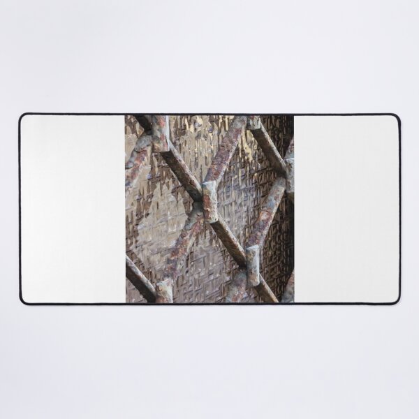 Item preview, Rusty Metal Grille Over Patterned Glass Window, Aged Industrial Lattice Close-Up Texture designed and sold by Nmallia.