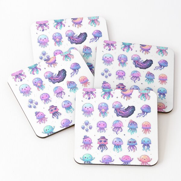 Item preview, Cute Galaxy Jellyfish Sticker Sheet - Kawaii Cosmic Ocean Animals designed and sold by yanderedev.