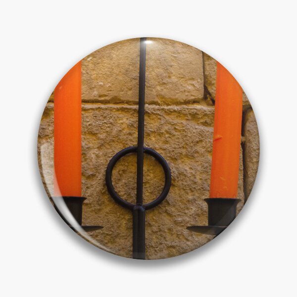 Item preview, Orange Candle Sconce On Stone Wall — Rustic Iron Holder With Twin Candles And Warm Texture designed and sold by Nmallia.