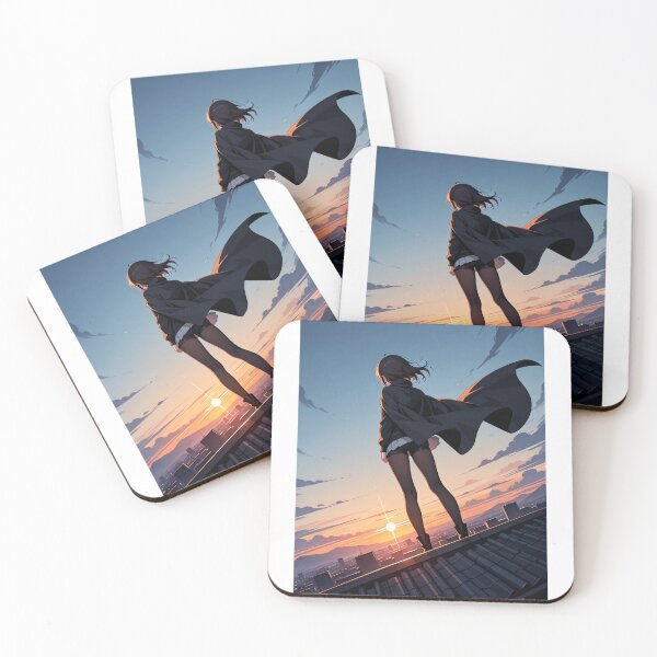 Item preview, Manga - Stylized Japanese Heroine, Melancholic Urban Scene at Dusk designed and sold by AnimeShin.