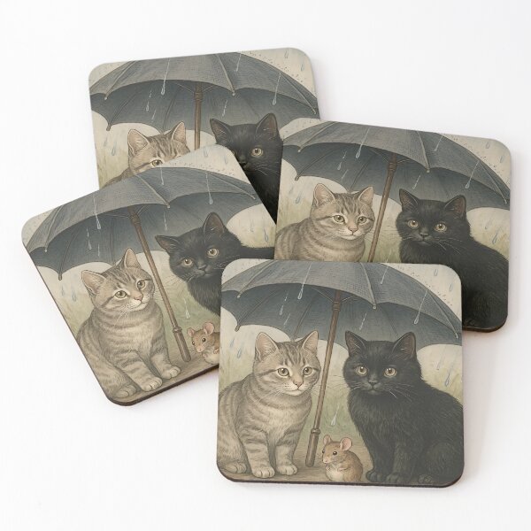 Item preview, Two Manx Cats and a Mouse in the Rain designed and sold by TinCatOutPost.