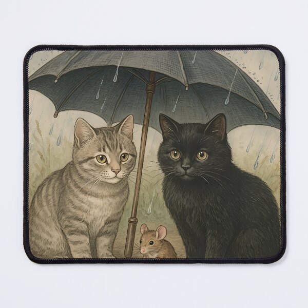 Item preview, Two Manx Cats and a Mouse in the Rain designed and sold by TinCatOutPost.