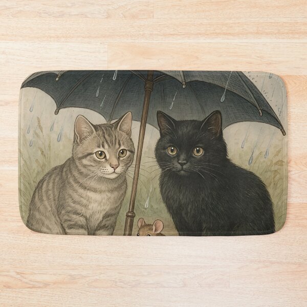 Item preview, Two Manx Cats and a Mouse in the Rain designed and sold by TinCatOutPost.
