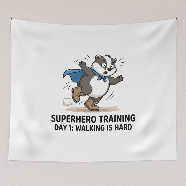Item preview, Clumsy Badger Superhero In Training Fails At Walking designed and sold by Owcomm.