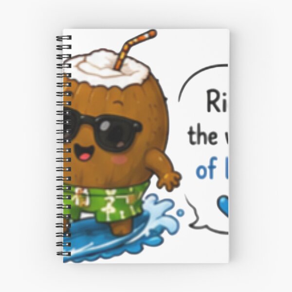Item preview, Ride The Wave Of Life Cute Surfing Coconut Sticker designed and sold by DailyDoodlesBySumbul.