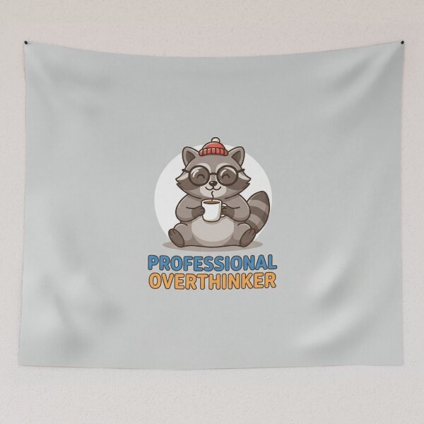 Item preview, Professional Overthinker Cute Raccoon Drinking Coffee designed and sold by Owcomm.