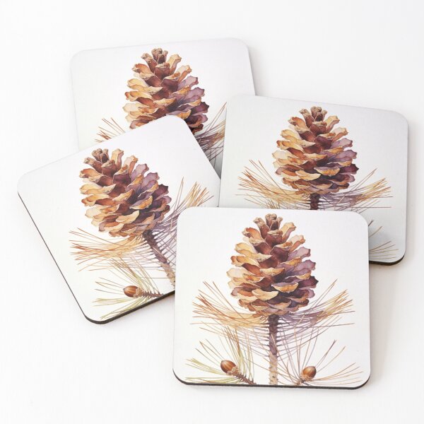 Item preview, Minimalist Dried Pine Cone Branch Watercolor - Warm Earthy Chestnut Botanical Wall Art designed and sold by sana designer.