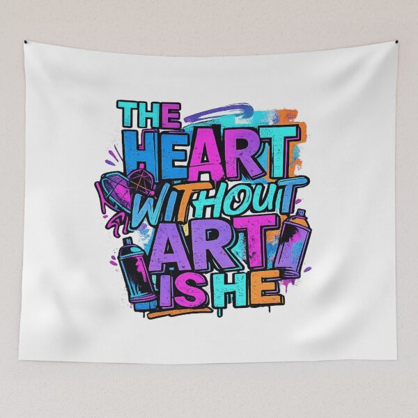 Item preview, The Heart Without Art Is He Graffiti Typography | Street Art Aesthetic | Colorful Urban Graphic T-Shirt designed and sold by designbyuzi.