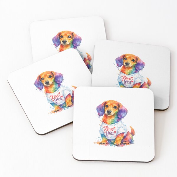 Item preview, A cute colorful watercolor style dachshund portrait designed and sold by lafataviola.