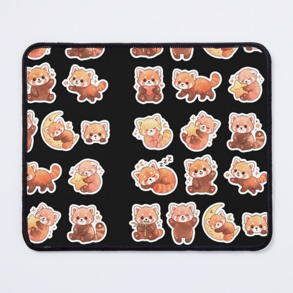 Item preview, Adorable Red Panda Pack - Cozy Kawaii Stickers with Stars & Moons designed and sold by yanderedev.