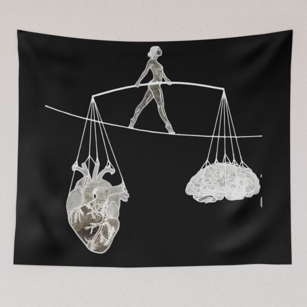 Item preview, Heart Brain Balance Tightrope Walker Surreal Anatomy Art designed and sold by DarkOriginArts.