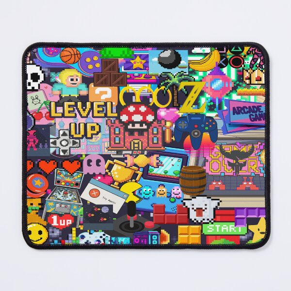 Item preview, Retro Gaming Stickerbomb Pixel Art Arcade Collage designed and sold by Side By Side Studio.
