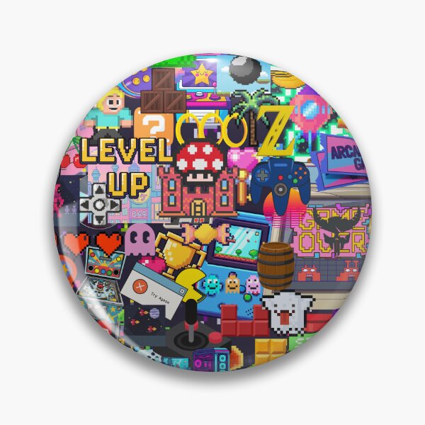 Item preview, Retro Gaming Stickerbomb Pixel Art Arcade Collage designed and sold by Side By Side Studio.