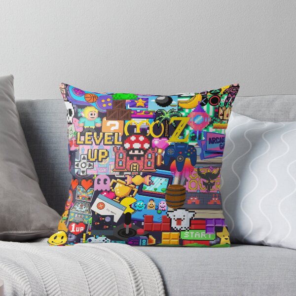Item preview, Retro Gaming Stickerbomb Pixel Art Arcade Collage designed and sold by Side By Side Studio.