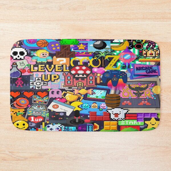 Item preview, Retro Gaming Stickerbomb Pixel Art Arcade Collage designed and sold by Side By Side Studio.