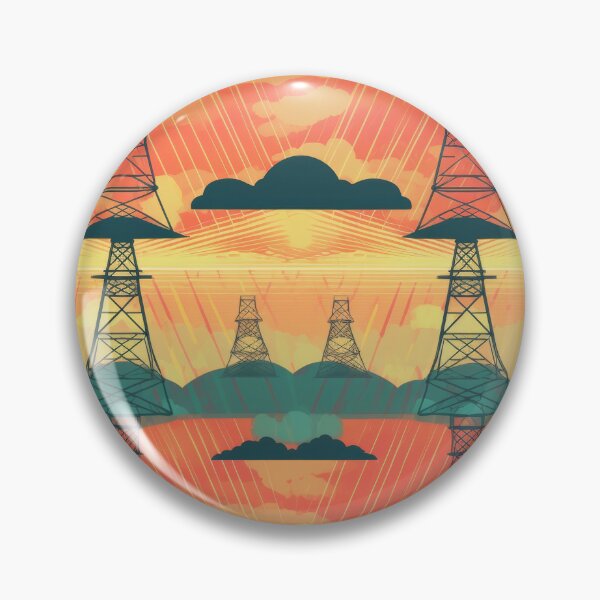 Item preview, Retro Sunset Electric Pylon Landscape designed and sold by pinkal.