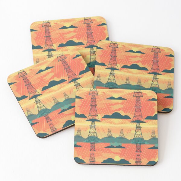 Item preview, Retro Sunset Electric Pylon Landscape designed and sold by pinkal.