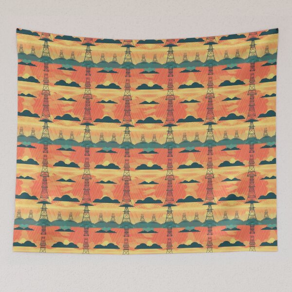 Item preview, Retro Sunset Electric Pylon Landscape designed and sold by pinkal.
