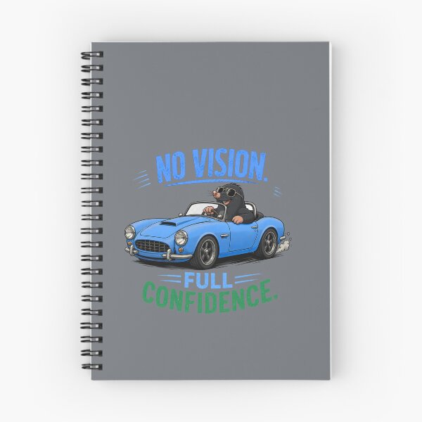 Item preview, No Vision. Full Confidence. – Funny Mole Driving Blue Convertible Cartoon T-Shirt designed and sold by Aimetoi.