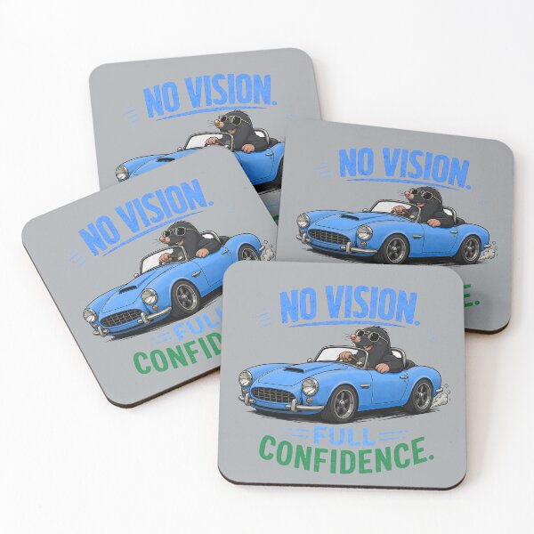 Item preview, No Vision. Full Confidence. – Funny Mole Driving Blue Convertible Cartoon T-Shirt designed and sold by Aimetoi.